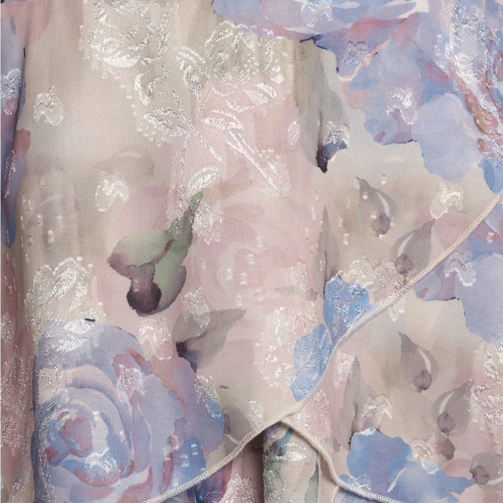 Petal & Pup Strapless Blue Floral Ruffled Maxi Dress - Picture 5 of 7